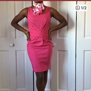 DKNY Vibrant Hot Pink Sleeveless Dress